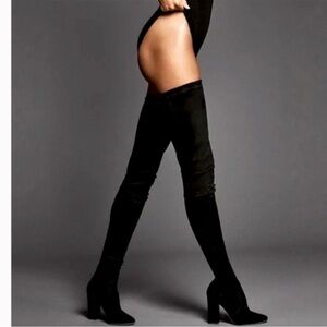 NIB Tamara Mellon Helmut Over The Knee Stretch Suede Boots Thigh Black 37.5